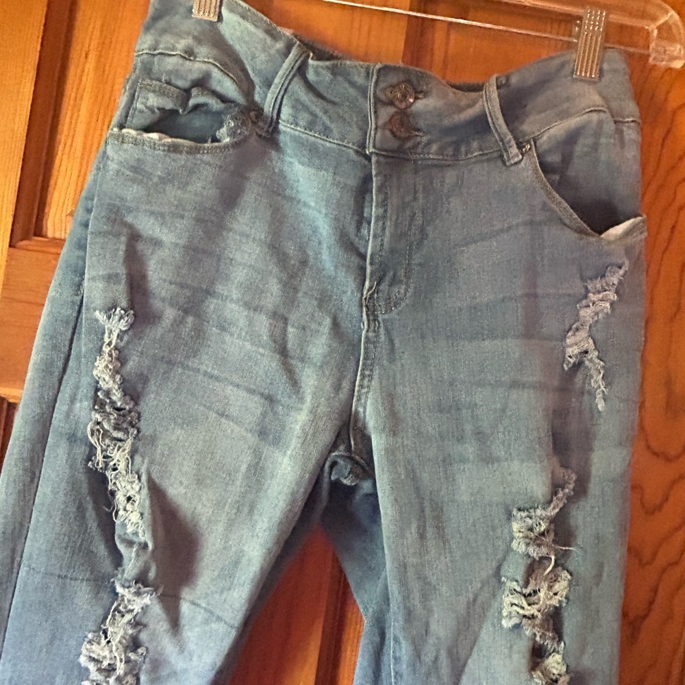 Almost Famous Blue Skinny Distressed Jeans